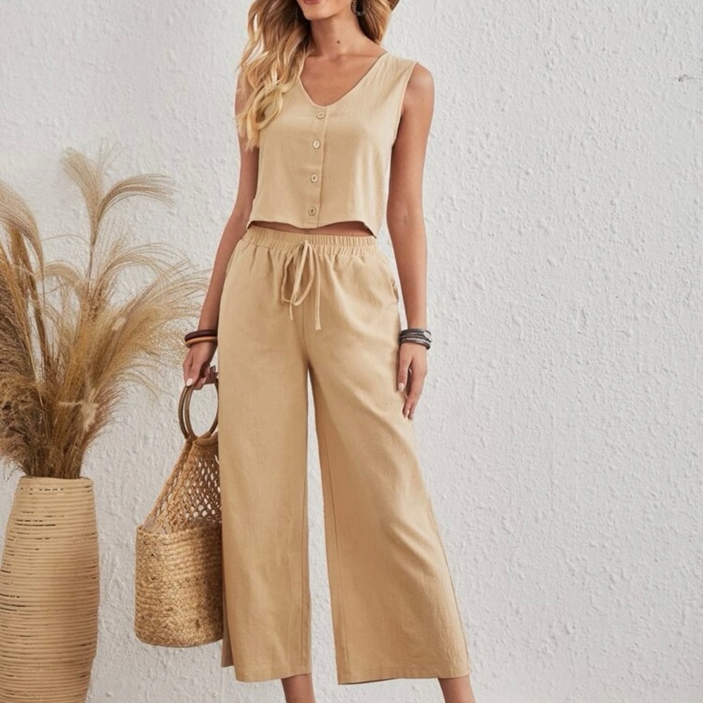 2 piece khaki pants set